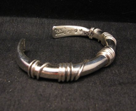 Image 3 of Navajo Orville Tsinnie Sterling Silver Wire Wrap Bracelet, Medium
