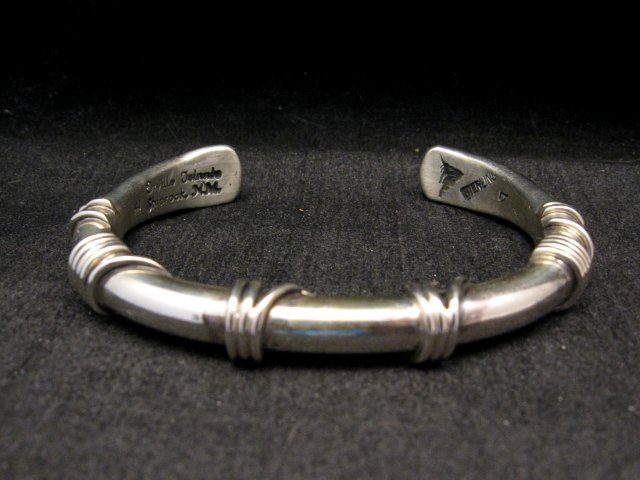 Image 0 of Navajo Orville Tsinnie Sterling Silver Wire Wrap Bracelet, Large