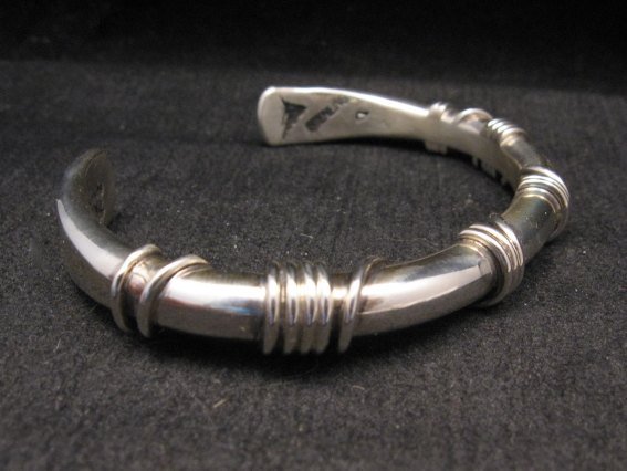 Image 2 of Navajo Orville Tsinnie Sterling Silver Wire Wrap Bracelet, Large