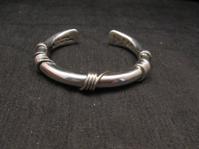 Image 0 of Navajo Orville Tsinnie Sterling Silver Wire Wrap Bracelet, X-Small