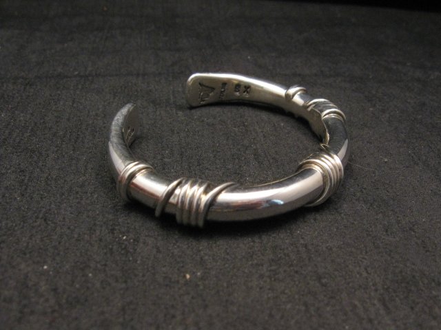 Image 1 of Navajo Orville Tsinnie Sterling Silver Wire Wrap Bracelet, X-Small