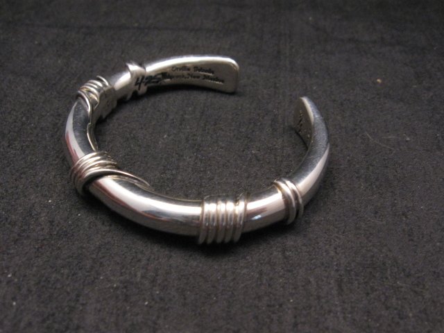 Image 2 of Navajo Orville Tsinnie Sterling Silver Wire Wrap Bracelet, X-Small