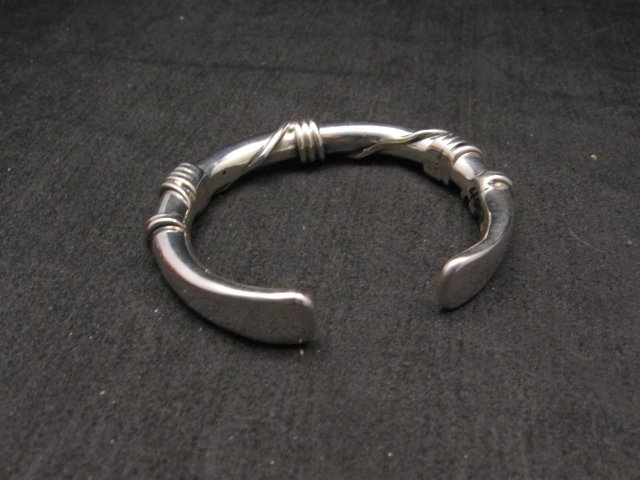 Image 3 of Navajo Orville Tsinnie Sterling Silver Wire Wrap Bracelet, X-Small