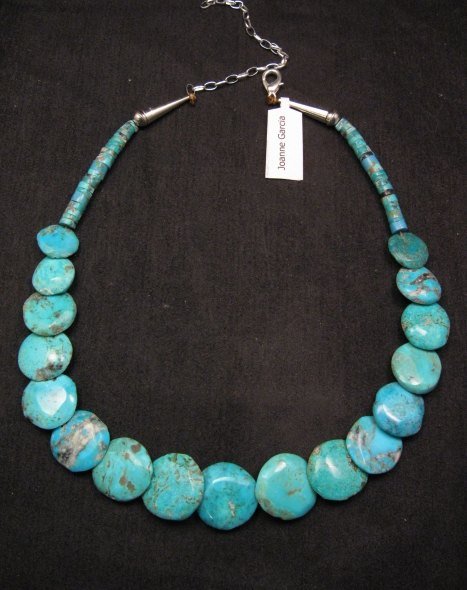 Image 2 of Santo Domingo Kewa Turquoise Disk Necklace, Joanne Garcia