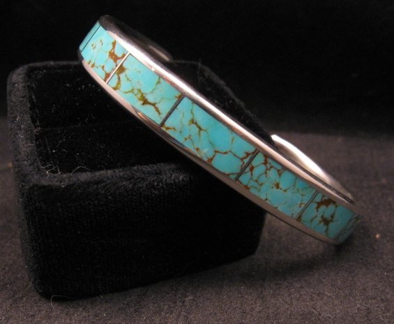 Image 0 of Native American Handmade Turquoise Inlay Bracelet, Larry Loretto, Zuni