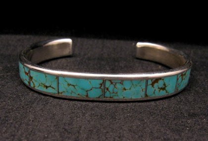 Image 2 of Native American Handmade Turquoise Inlay Bracelet, Larry Loretto, Zuni