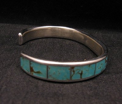 Image 3 of Native American Handmade Turquoise Inlay Bracelet, Larry Loretto, Zuni