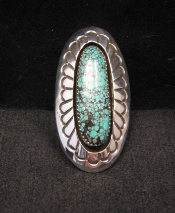 Image 4 of Long Navajo Indian Turquoise Shadowbox Ring sz7-3/4, Gene & Martha Jackson