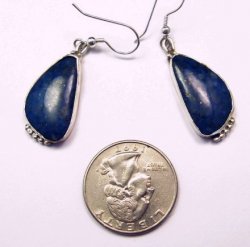 Navajo Native American Lapis Silver Dangle Earring