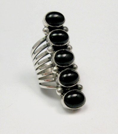 Image 0 of Tall Native American Freshwater Mussel Ring sz6, Thomas Yazzie