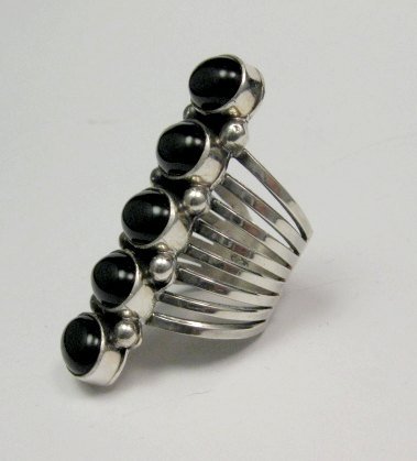 Image 1 of Tall Native American Freshwater Mussel Ring sz6, Thomas Yazzie