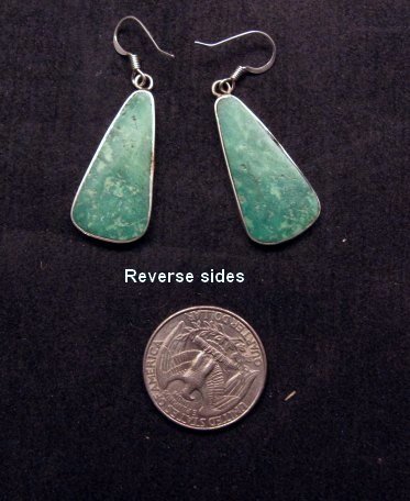 Image 1 of Native American Santo Domingo Turquoise Silver Earrings, James & Doris Coriz