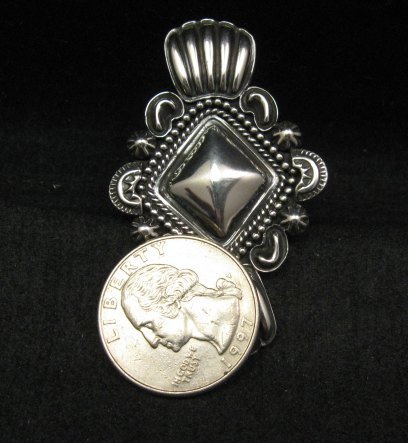 Image 3 of Navajo Orville White Repousse Sterling Silver Ring sz7-3/4
