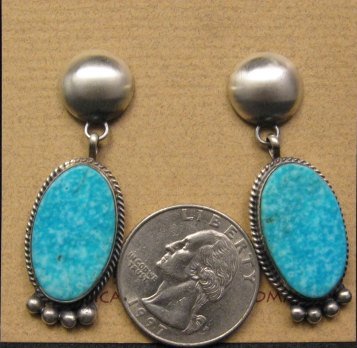 Image 1 of Navajo Native American 2-pc Turquoise Silver Earrings, Selena Warner