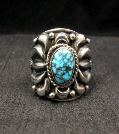 Image 0 of Native American Darryl Becenti Turquoise Silver Ring sz8-1/2