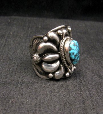 Image 3 of Native American Darryl Becenti Turquoise Silver Ring sz8-1/2