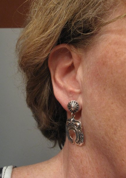 Image 2 of Fancy Darryl Becenti Navajo Naja Sterling Silver Earrings