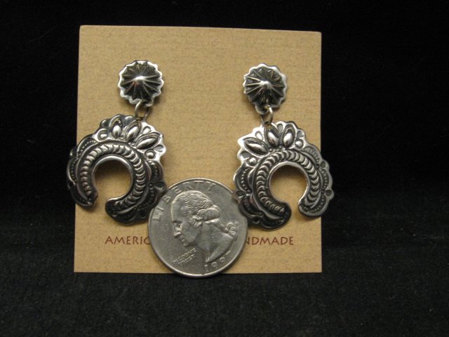 Image 1 of Native American Darryl Becenti Navajo Naja Sterling Silver Earrings