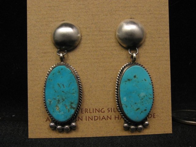 Image 0 of Navajo Native American Turquoise Sterling Silver Earrings, Selena Warner
