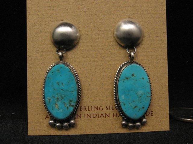 IT Selina Warner Navajo Handmade SS Kingman Turquoise Earrings Bearpaw main image 0