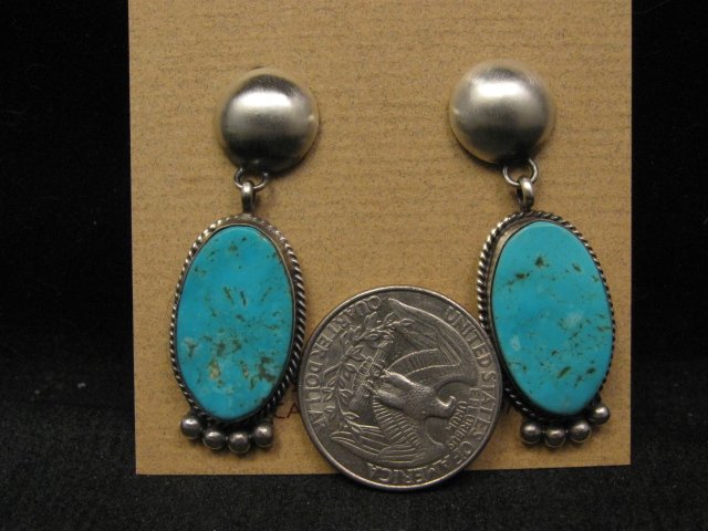Image 1 of Navajo Native American Turquoise Sterling Silver Earrings, Selena Warner