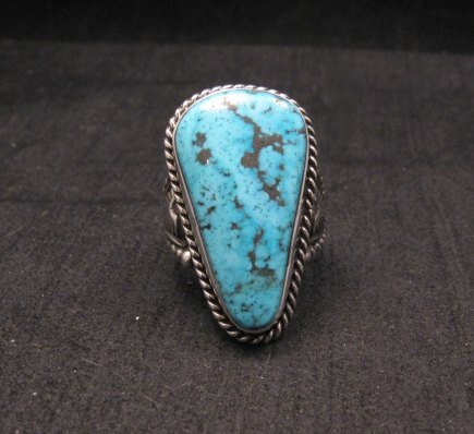 Image 1 of Albert Jake ~ Navajo ~ Native American Natural Turquoise S/S Ring Sz9