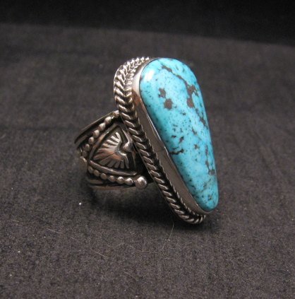 Image 0 of Albert Jake ~ Navajo ~ Native American Natural Turquoise S/S Ring Sz9