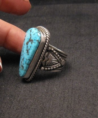 Image 2 of Albert Jake ~ Navajo ~ Native American Natural Turquoise S/S Ring Sz9