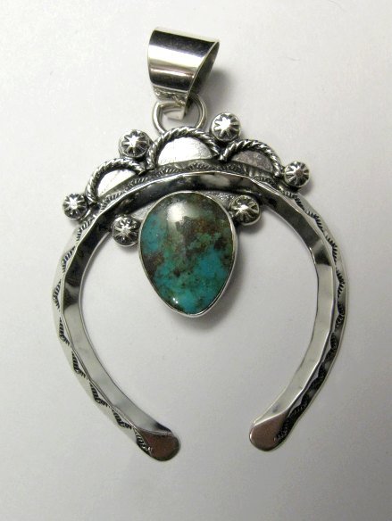 Image 1 of Navajo Naja Pendant Turquoise Silver by Everett & Mary Teller 