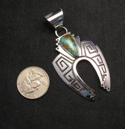 Image 0 of Navajo Jewelry Silver Overlay Naja Turquoise Pendant, Everett & Mary Teller 