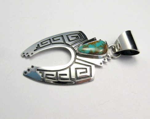 Image 3 of Navajo Jewelry Silver Overlay Naja Turquoise Pendant, Everett & Mary Teller 
