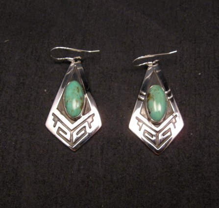 Image 0 of Navajo Turquoise Sterling Silver Overlay Earrings, Mary & Everett Teller