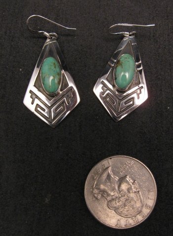 Image 1 of Navajo Turquoise Sterling Silver Overlay Earrings, Mary & Everett Teller