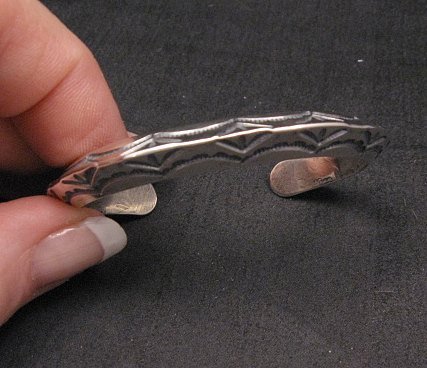 Image 2 of Navajo Native American Sterling Silver Stacker Cuff Bracelet, Travis Teller