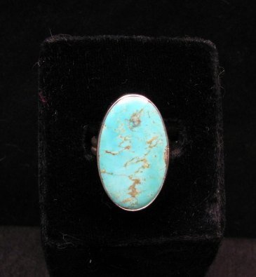 Image 0 of Everett & Mary Teller Navajo Native American Handmade Turquoise Ring sz7-1/2