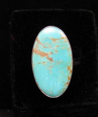 Image 0 of Big Everett & Mary Teller Navajo Native American Kingman Turquoise Ring sz8
