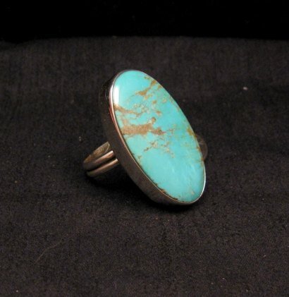 Image 1 of Big Everett & Mary Teller Navajo Native American Kingman Turquoise Ring sz8