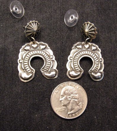 Image 2 of Native American Darryl Becenti Navajo Naja Sterling Silver Earrings