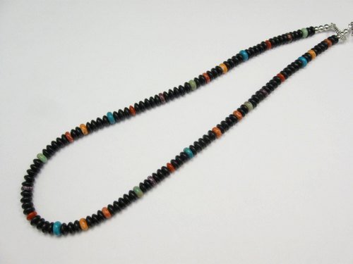 Image 2 of Everett & Mary Teller Navajo Black Obsidian Bead Necklace