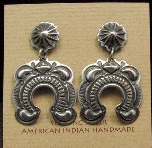 Image 0 of Native American Darryl Becenti Navajo Repousse Naja Sterling Silver Earrings