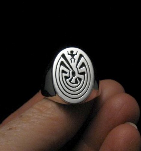 Image 0 of Native American Sterling Silver Man in the Maze Ring Calvin Peterson, many sizes