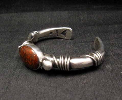 Image 3 of Navajo Orville Tsinnie Dinosaur Bone Silver Bracelet Native American, Small