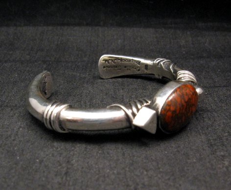 Image 4 of Navajo Orville Tsinnie Dinosaur Bone Silver Bracelet Native American, Small