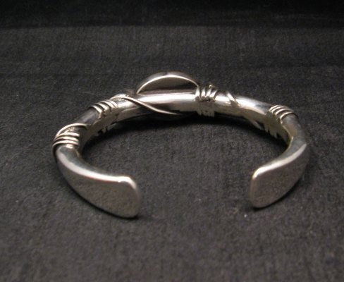 Image 5 of Navajo Orville Tsinnie Dinosaur Bone Silver Bracelet Native American, Small