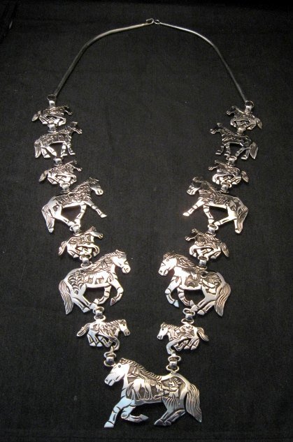 Image 0 of Navajo Lloyd Becenti Native American Horse Story Teller Necklace & Earrings