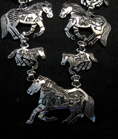 Image 4 of Navajo Lloyd Becenti Native American Horse Story Teller Necklace & Earrings