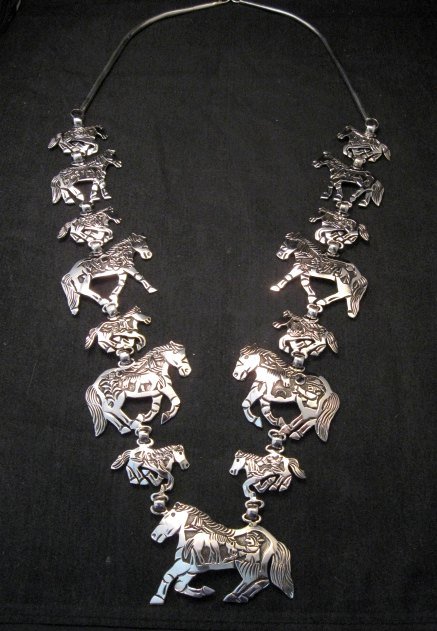 Image 7 of Navajo Lloyd Becenti Native American Horse Story Teller Necklace & Earrings