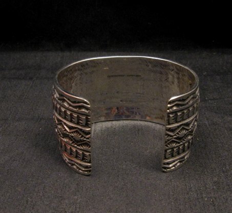 Image 5 of Navajo Handmade 1-1/2 inch Stamped Sterling Silver Cuff Bracelet Sunshine Reeves