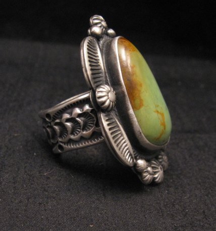 Image 1 of Navajo Stamped Sterling Silver Turquoise Ring, Bennie Ramone