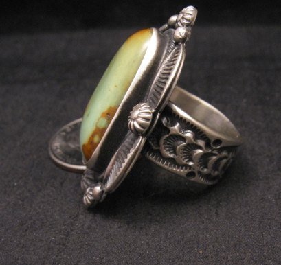 Image 2 of Navajo Stamped Sterling Silver Turquoise Ring, Bennie Ramone